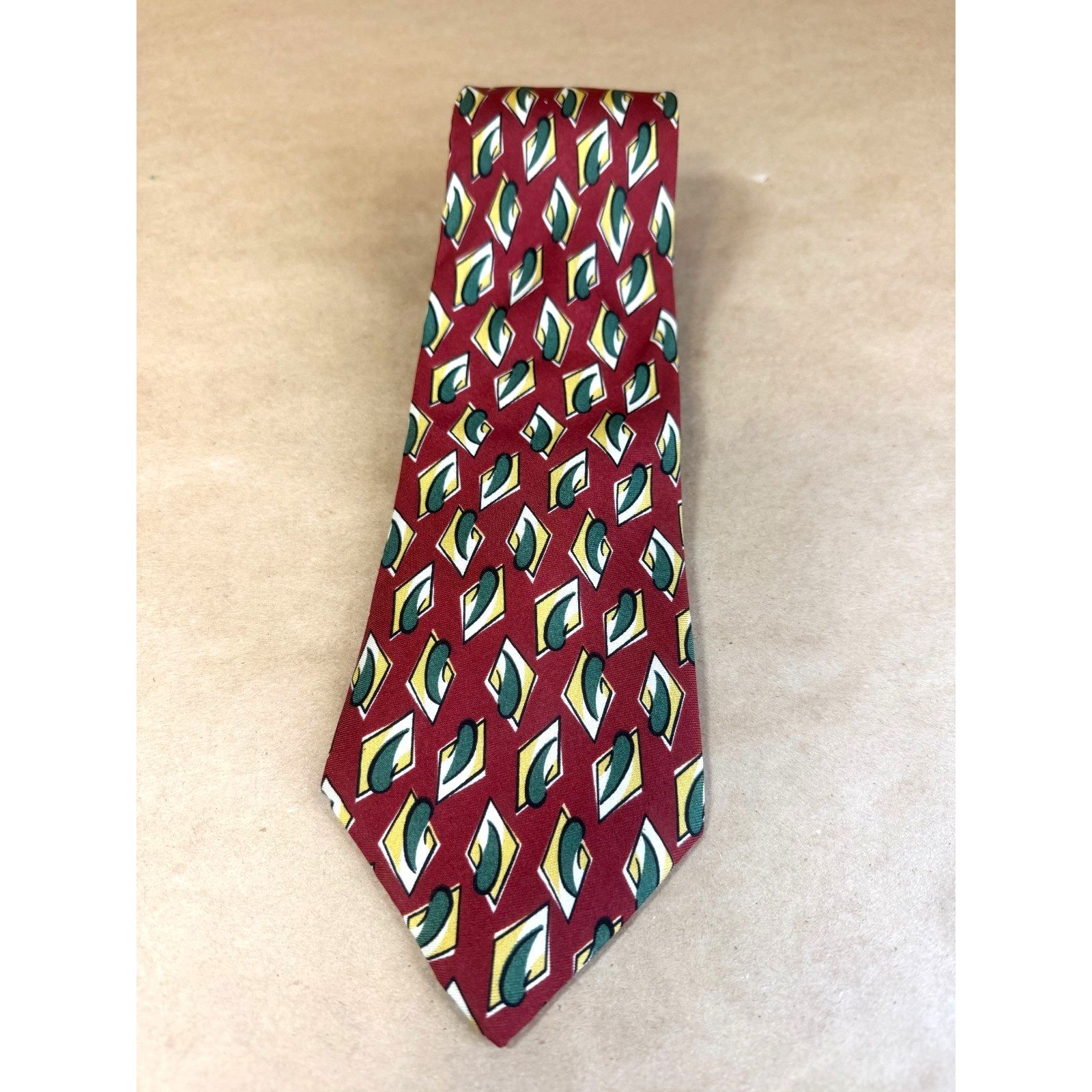 Lands End Direct Merchant Mens 100 Silk Hand Made Long Neck Tie 90s Vintage